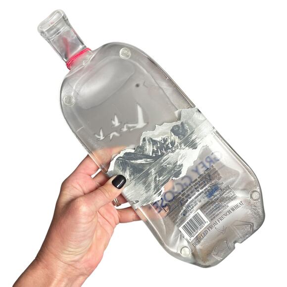 Grey Goose Vodka Melted Bottle Flat Handmade Cheese Tray Appetizer Gift Upcycle - Picture 4 of 12